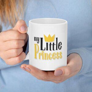 My Little Princess White Ceramic Mug - Yellow & Black Design
